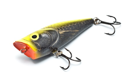 plastic fishing lure isolated on white backgroundの写真素材