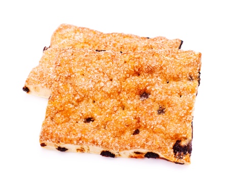 pone pies with raisins isolated on white backgroundの写真素材