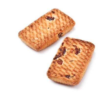 shortbreads cookies with raisins isolated on whiteの写真素材