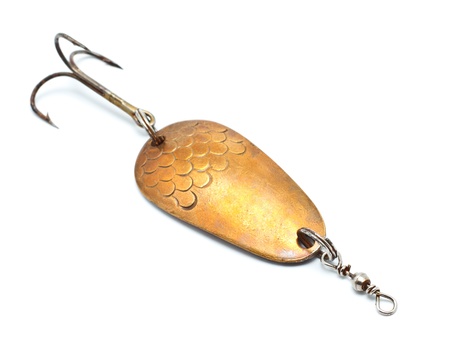 plastic fishing lure isolated on white backgroundの写真素材