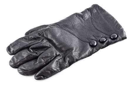 black female's leather glove isolated on whiteの写真素材