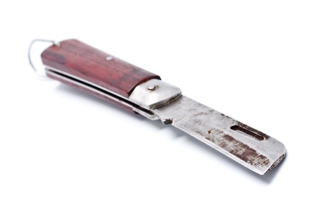 single clasp knife isolated on white background