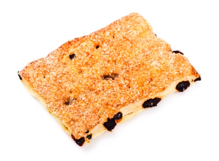 pone pie with raisins isolated on white backgroundの写真素材