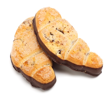 shortcake chocolate cookies isolated on white backgroundの写真素材