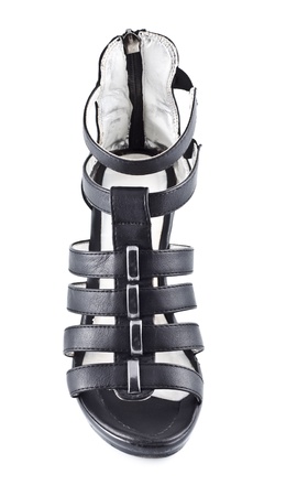 stylish high heels shoes isolated on whiteの写真素材