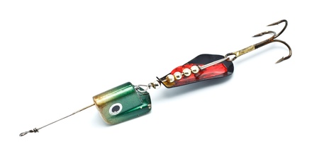 plastic fishing lure isolated on white backgroundの写真素材