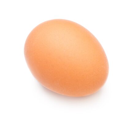 single brown egg isolated on white backgroundの写真素材