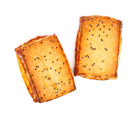 sandwich cookies with jam and poppy isolated on whiteの写真素材