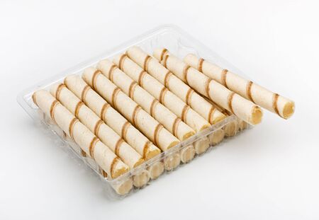 crispy cream sticks pack isolated on white backgroundの写真素材