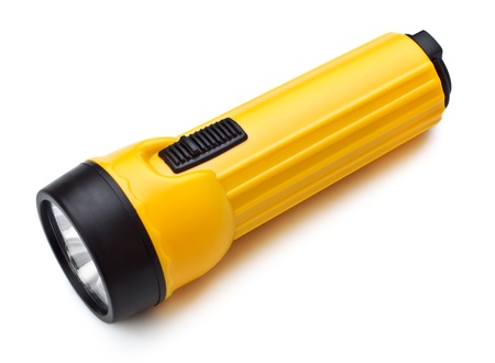 electric pocket flashlight isolated on white backgroundの写真素材