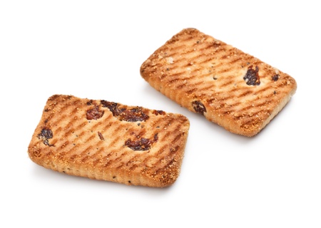 shortbreads cookies with raisins isolated on whiteの写真素材