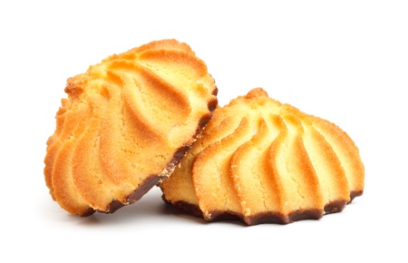 shortcake chocolate cookies isolated on white backgroundの写真素材