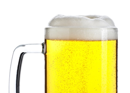 mug full of dark beer closeup isolated on whiteの写真素材