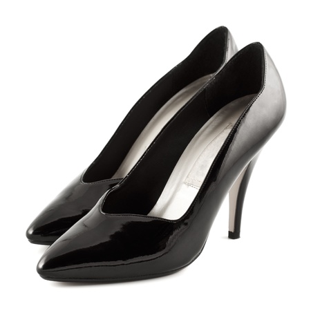 high heels female shoes isolated on whiteの写真素材