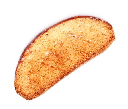 rusk in sugar side isolated on whiteの写真素材