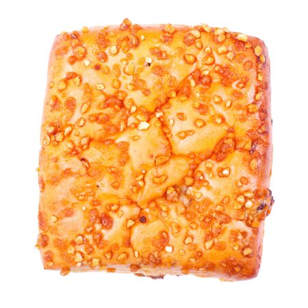 fresh bread with sesame isolated on white backgroundの写真素材