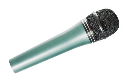 gray vocal microphone isolated on white backgroundの写真素材