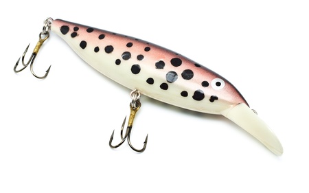 plastic fishing lure isolated on white backgroundの写真素材