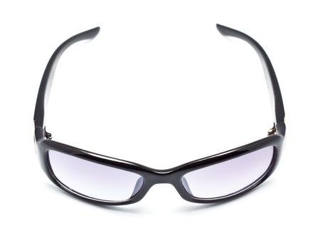 single black sunglasses isolated on white backgroundの写真素材