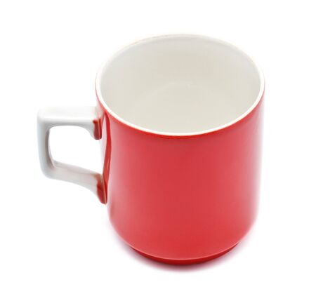 red coffee mug isolated on white backgroundの写真素材