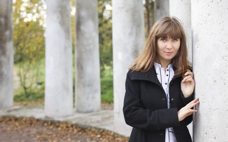 beautiful russian girl with brown hair, outdoor portraitの写真素材