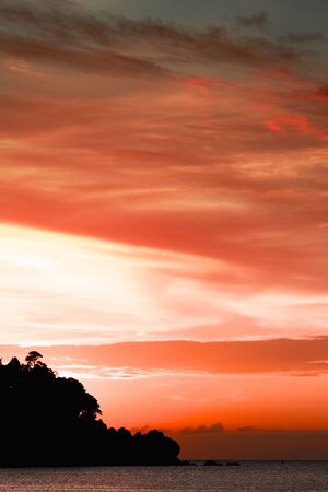 sunset over Andaman Sea, Koh Libong, Thailandの写真素材