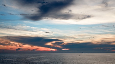 beautiful sunset over Andaman Sea, in Thailandの写真素材