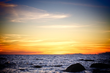 beautiful sunset over Andaman Sea, in Thailandの写真素材