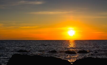 beautiful sunset over Andaman Sea, in Thailandの写真素材