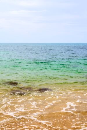 sunny beach, blue ocean and clean skyの写真素材