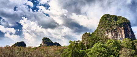 mountains with green trees in Krabi, Thailandの写真素材