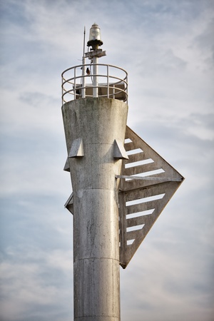 upper part of gray modern metal lighthouseの写真素材