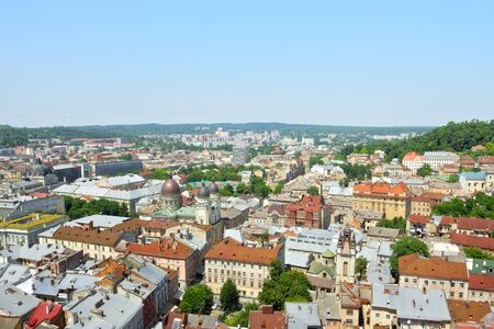 lviv at summer, view from City Hallの写真素材