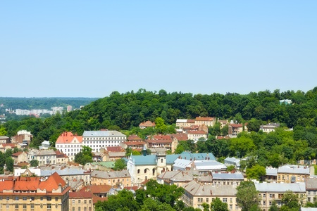lviv at summer, view from City Hallの写真素材