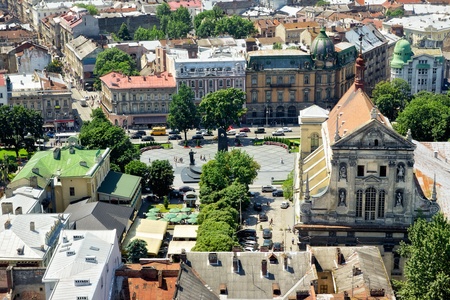 lviv at summer, view from City Hallの写真素材