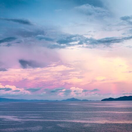 sunset over Andaman Sea, aerial view, Thailandの写真素材