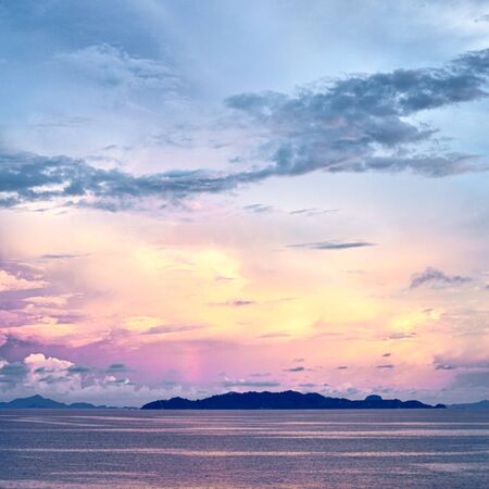 sunset over Andaman Sea, aerial view, Thailandの写真素材