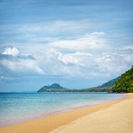 tropical beach with yellow sand, Andaman Sea, Thailandの写真素材