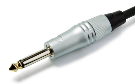 guitar audio jack, isolated on white backgroundの写真素材