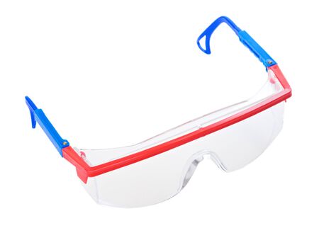 protective worker eyeglasses, isolated on white backgroundの写真素材