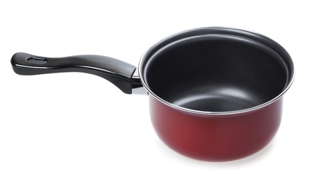 single red srewpot isolated on white backgroundの写真素材