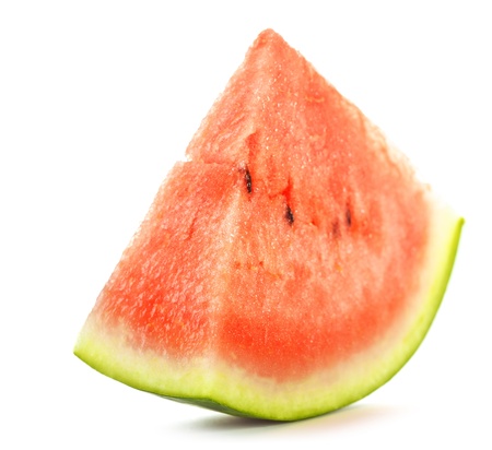 fresh slice of watermelon isolated on whiteの写真素材