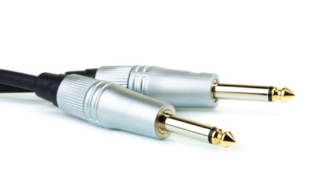 guitar audio jack, isolated on white backgroundの写真素材