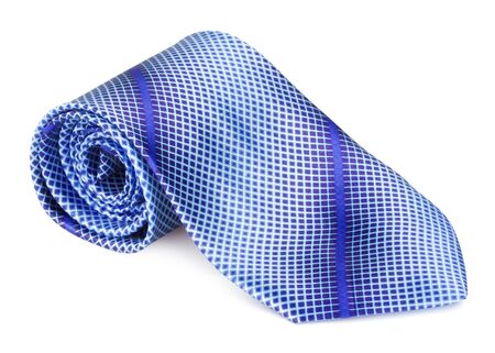 elegant blue tie isolated on white backgroundの写真素材