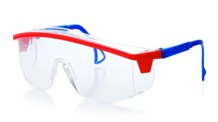 protective worker eyeglasses, isolated on white backgroundの写真素材