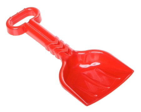 red toy scoop, isolated on white backgroundの写真素材