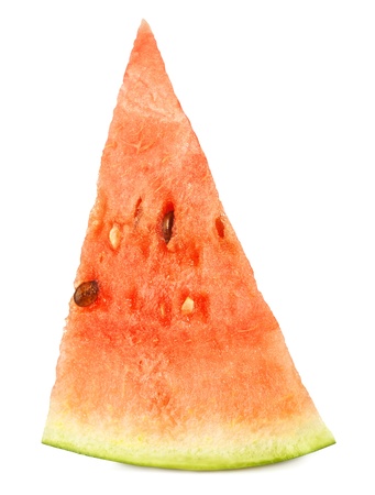 fresh slice of watermelon isolated on whiteの写真素材