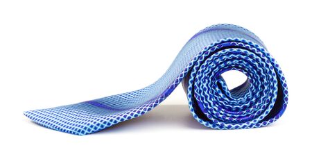 elegant blue tie isolated on white backgroundの写真素材