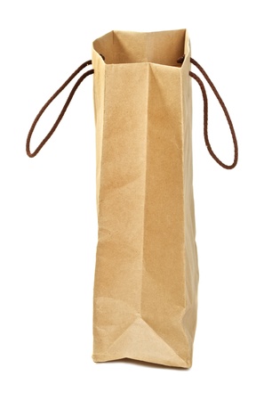 brown paper bags isolated on white backgroundの写真素材