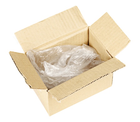 open empty cardboard box isolated on white
